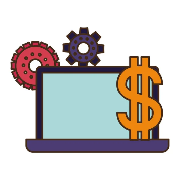 Schermo del computer portatile con simbolo del dollaro — Vettoriale Stock