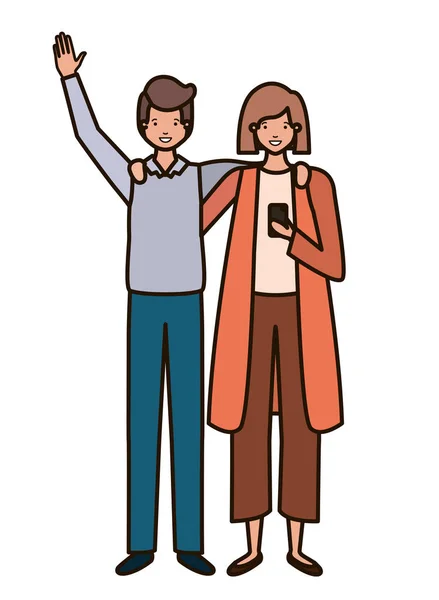 Young couple avatar character — Stock Vector