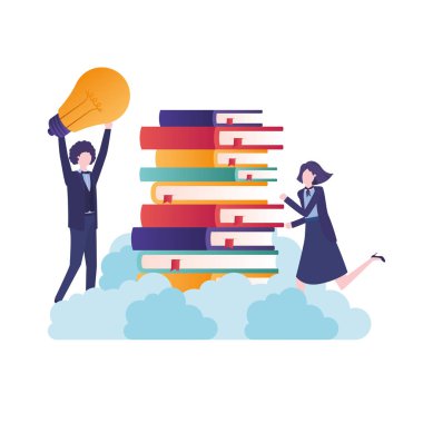 kitap ve ampul ile iş çift