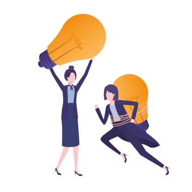 Lightampuller avatar karakter ile businesswomen