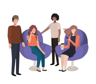 Bir grup insan smartphone kullanarak