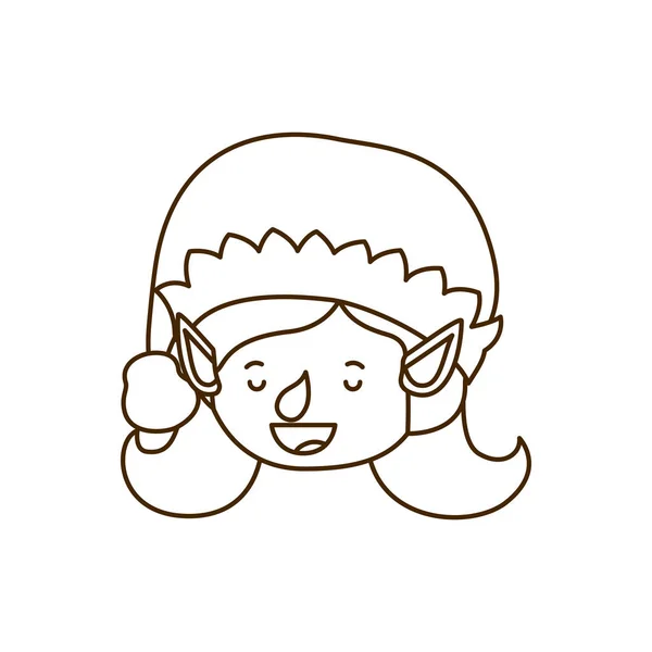 精灵女人头与帽子头像字符 — 图库矢量图片
