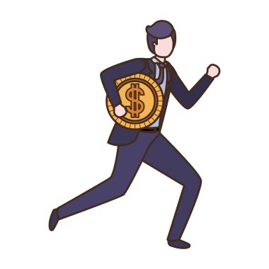 dolar işareti karakter ile işadamı