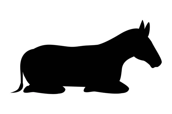 Mignon mulet silhouette mangeoire caractère — Image vectorielle