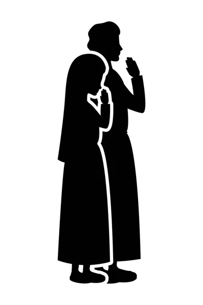 Virgin mary and saint joseph silhouette — Stock Vector