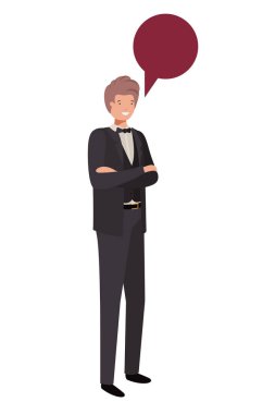 konuşma balonu ile genç iş adam