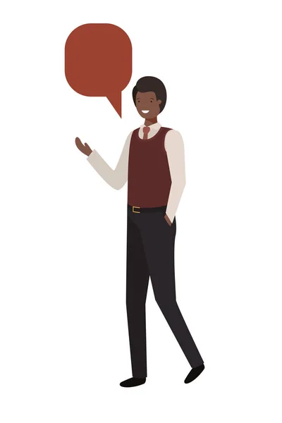 Young business man with speech bubble — Stock Vector