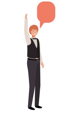 konuşma balonu ile genç iş adam