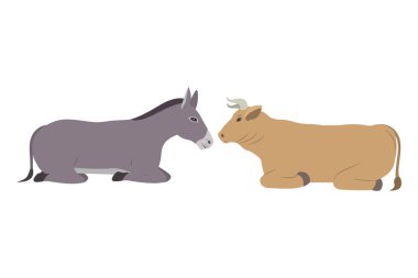 sevimli katır ve öküz Manger karakterleri