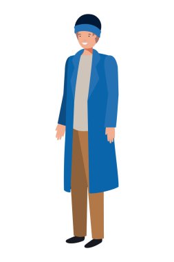 kış giysileri avatar karakter ile genç adam