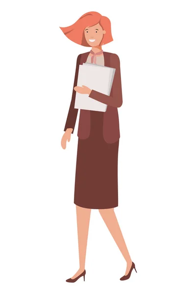 Business Woman wit boek Avatar karakter — Stockvector