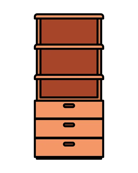 Wooden shelving isolated icon — Stock Vector