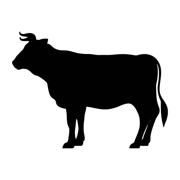 可爱的牛剪影马槽字符 — 图库矢量图片