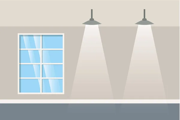 Стены с окнами и лампами изолированный значок — стоковый вектор
