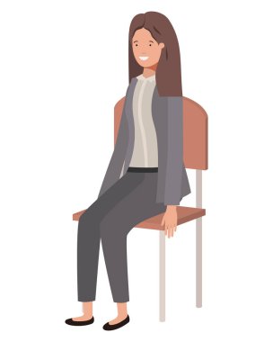 iş kadını sandalye avatar karakter oturan