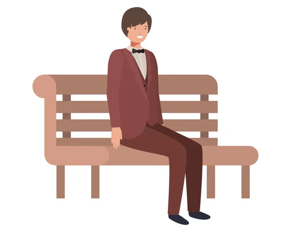 Homem de negócios sentado em personagem avatar cadeira parque —  Vetores de Stock