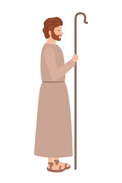 Saint Joseph avec caractère de canne — Image vectorielle