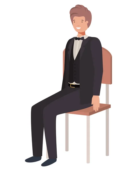 Businessman sitting in chair avatar character — Stock Vector