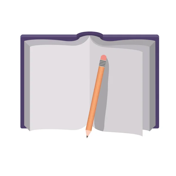 Lehrbuch mit Bleistift — Stockvektor