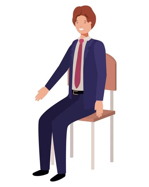 Zakenman zittend in de stoel avatar karakter — Stockvector