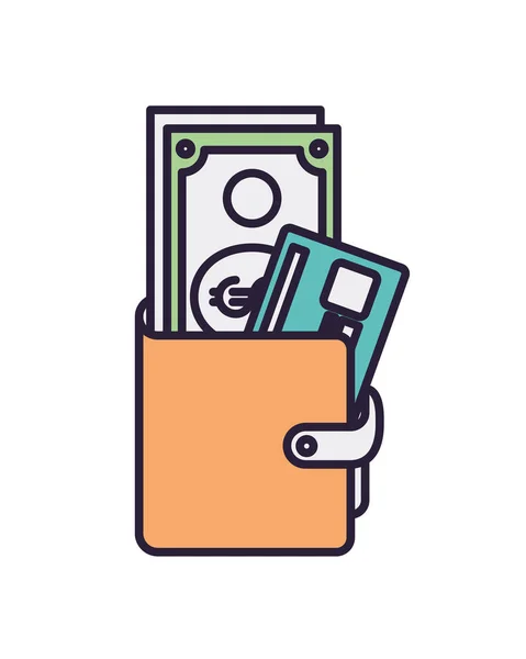 Plånbok med pengar och kreditkort — Stock vektor