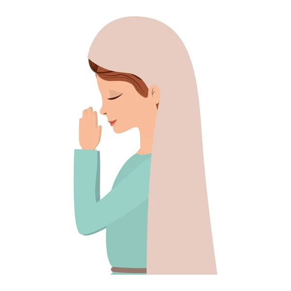 Schattig Maria maagd bidden karakter — Stockvector