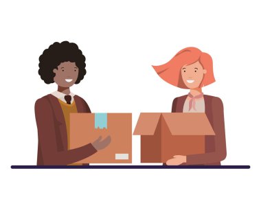 karton kutu avatar karakteri ile genç çift