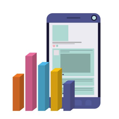 istatistik çizelgeleri ile smarphone izole simgesi