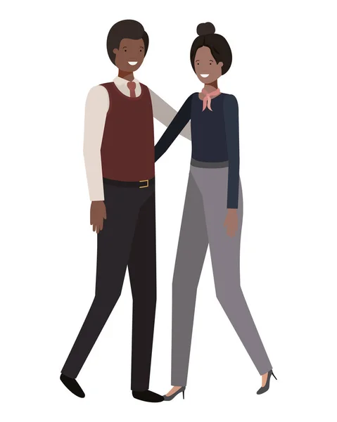 Young couple of business avatar character — Stock Vector