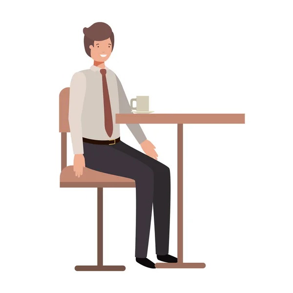 Hombre bebiendo café en el comedor — Vector de stock