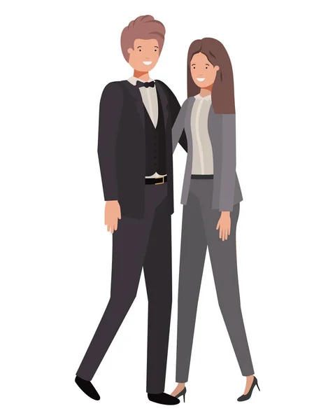 Персонаж молодой пары бизнес-аватаров — стоковый вектор