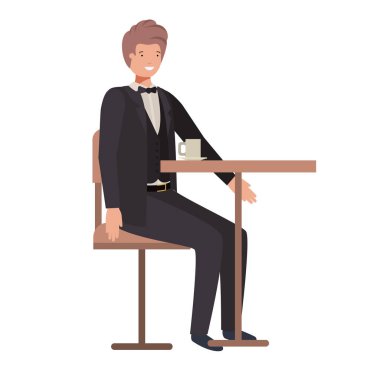 adam yemek odasında kahve içme