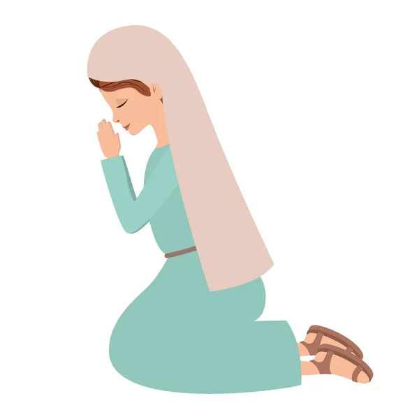 Cute Mary virgin praying character — стоковый вектор