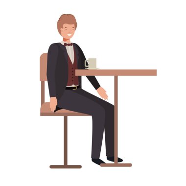 adam yemek odasında kahve içme