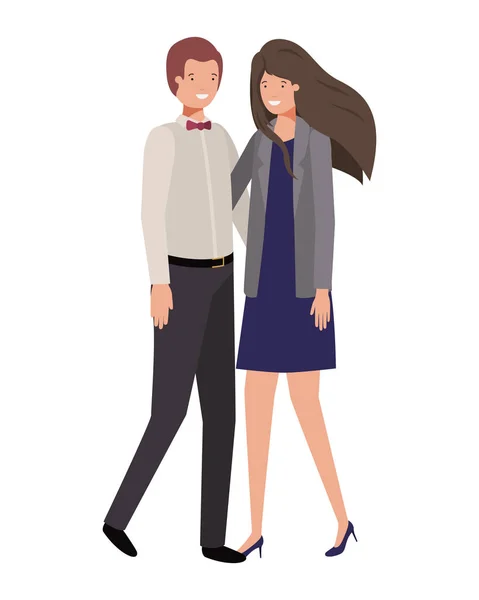 Jovem casal de caráter avatar de negócios — Vetor de Stock