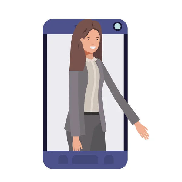 Businessžena v telefonu Smartphone avatar — Stockový vektor