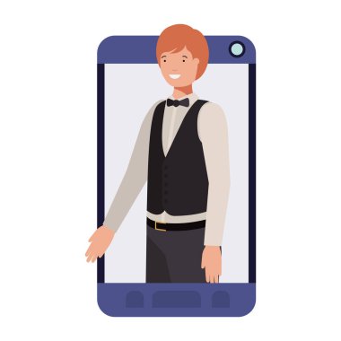 akıllı telefon avatar karakter işadamı