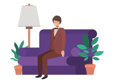 oturma odası avatar karakter genç adam