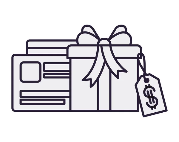 Coffret cadeau avec carte de crédit — Image vectorielle