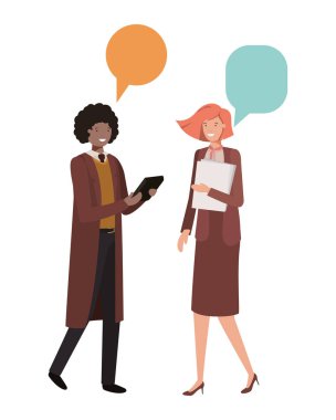 konuşma kabarcık avatar karakter ile iş çift