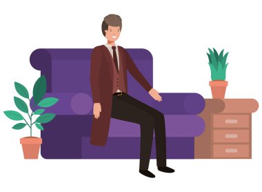 oturma odası avatar karakter genç adam