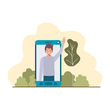 konuşma balonu ile Smartphone genç adam