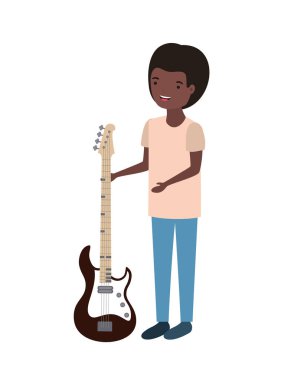 Elektrik gitar karakteri ile genç adam