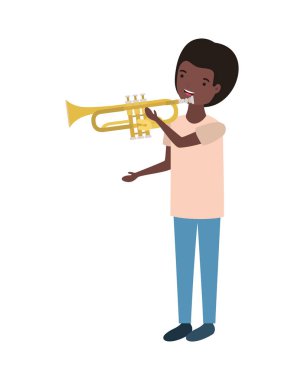 Trompet karakteri ile genç adam