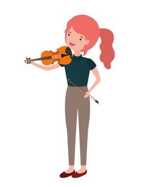 Keman karakteri ile genç kadın