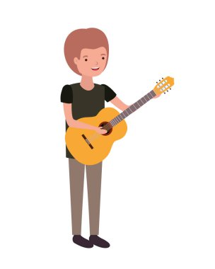 gitar karakteri ile genç adam