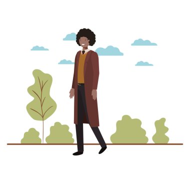 young businessman with landscape avatar character