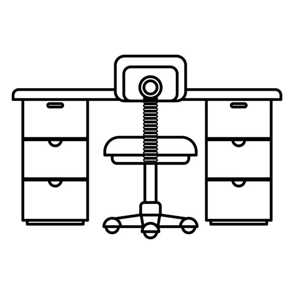 Bureau met stoel geïsoleerd icoon — Stockvector