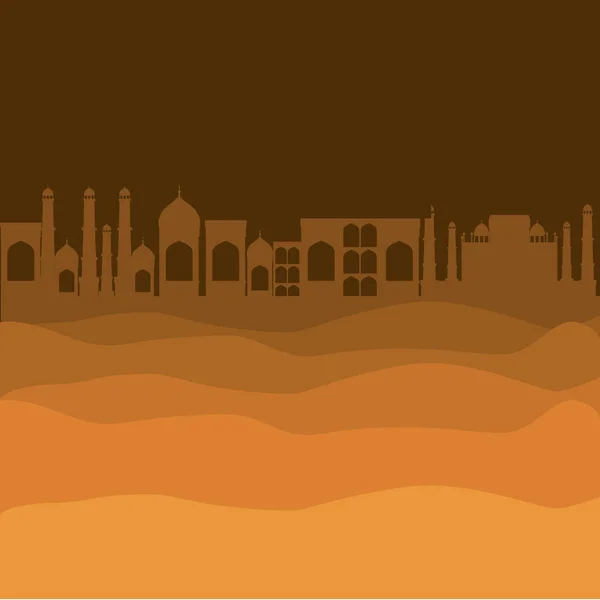 Desierto con paisaje urbano pesebre escena fondo — Vector de stock