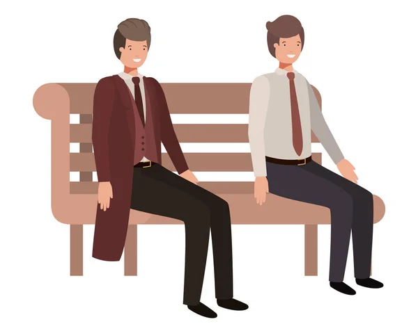 Businessmen sitting in park chair avatar character — Stock Vector